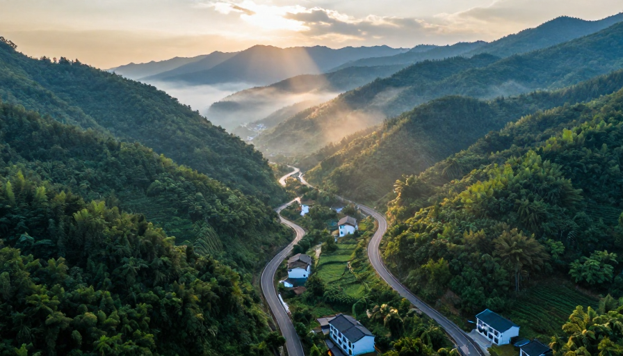 晨曦山径：翠绿光影中的古韵秘境