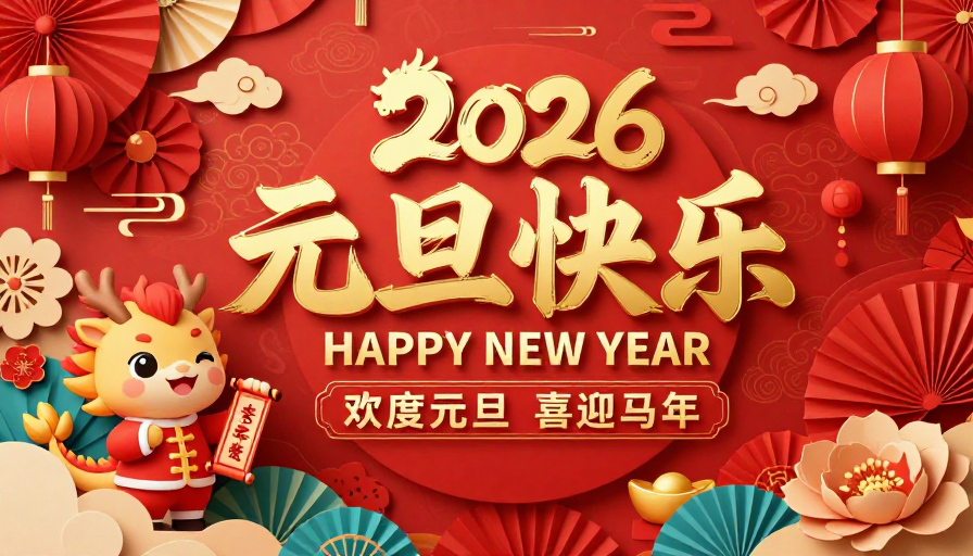 2026元旦马年贺岁中国风喜庆海报设计
