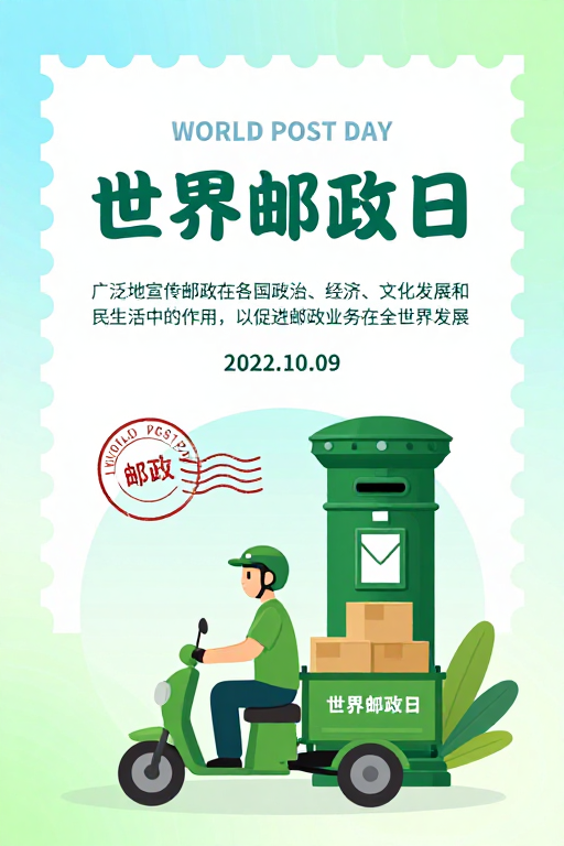 世界邮政日清新插画公益海报