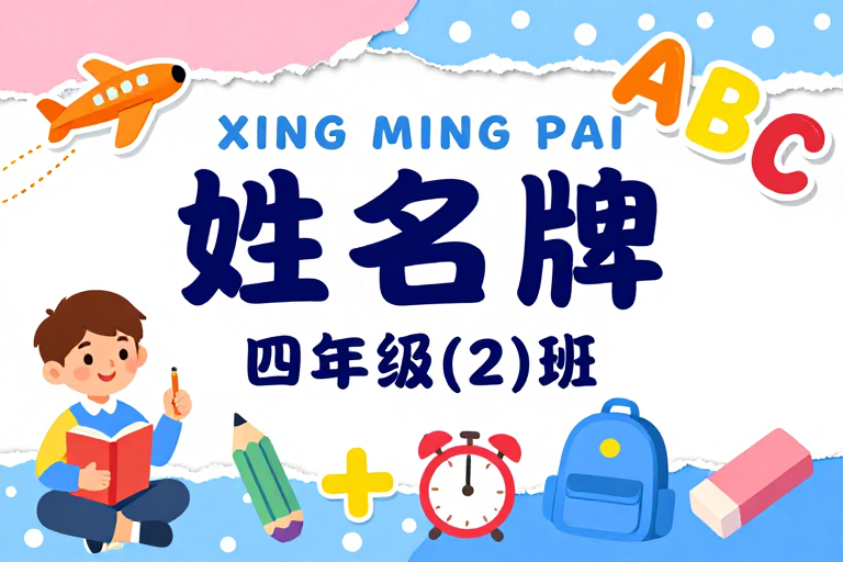 童趣撕纸风儿童教育姓名牌海报设计