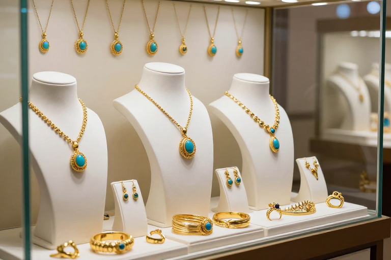 奢华黄金珠宝套装精致陈列