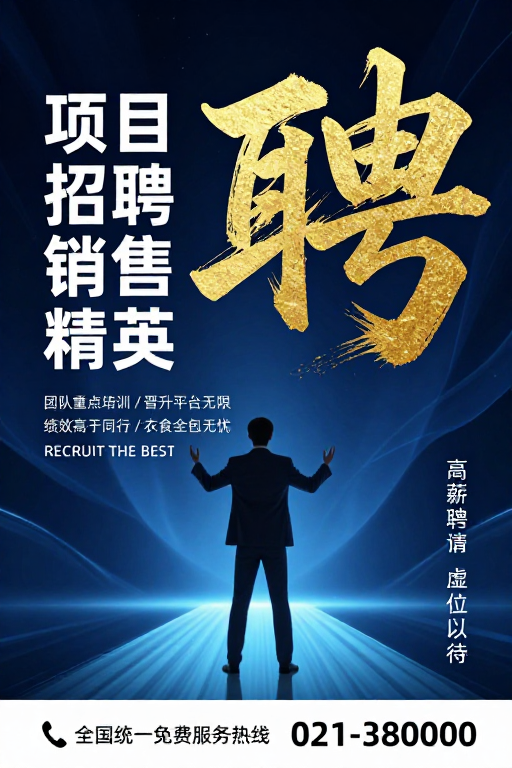高端人才招聘海报：科技感与艺术融合