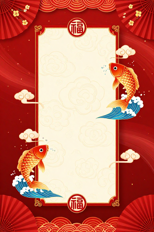 红金中国风新年吉祥插画背景