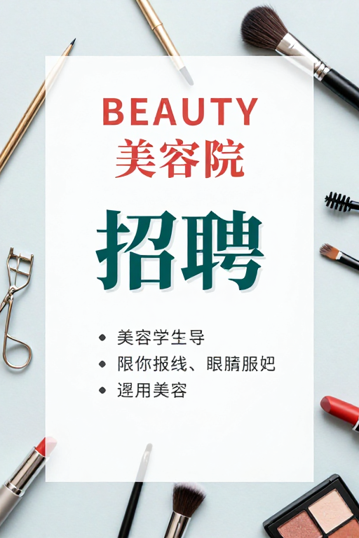 极简美学:高端美容院专业招聘海报