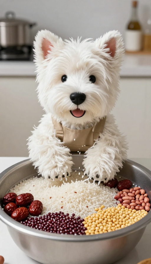 萌犬洗米！西高地厨房治愈瞬间