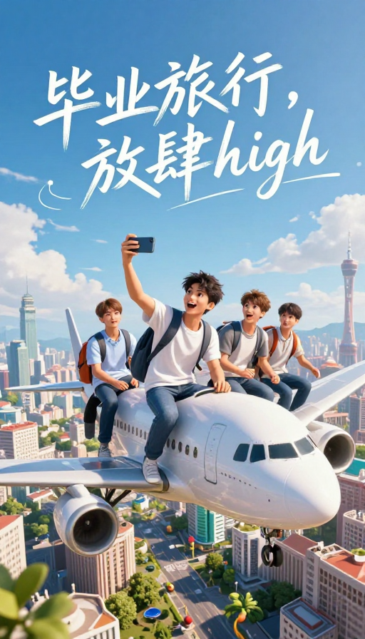 毕业旅行：青春翱翔天际，放肆high的CG海报