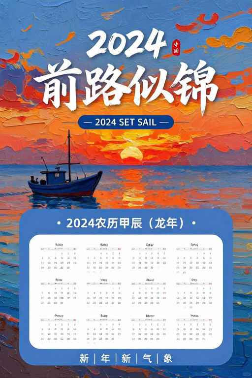 2024油画日历，前路似锦