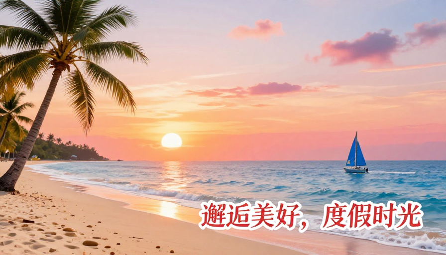 浪漫邂逅:梦幻海滩夕阳度假时光