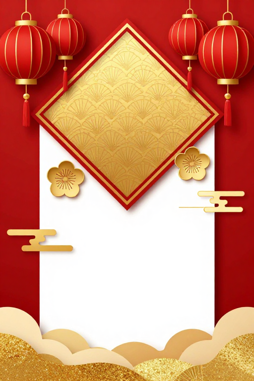 金红交织·中式节庆立体剪影