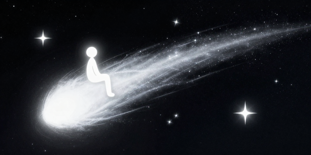 珠光彗星意识流插画：发光小人奇幻意境