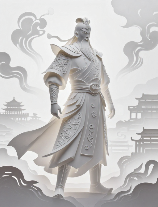 意识流烟雾构筑的纸雕关羽,晶莹剔透的塞外艺术杰作