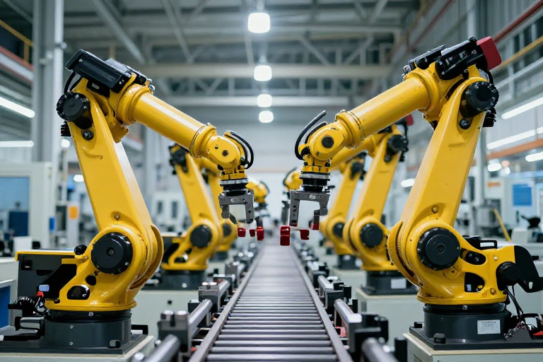 智领未来：现代工厂机械臂精准作业实拍