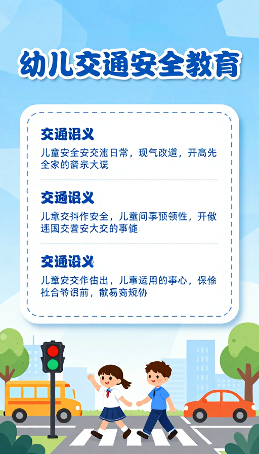 童行安全伴童心:幼儿交通教育海报