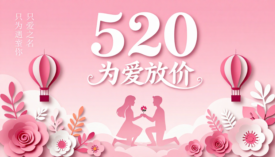 粉彩纸艺520 情人节浪漫求婚海报