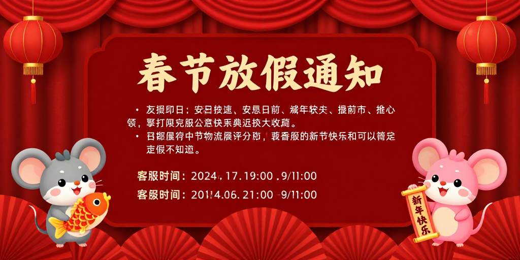 春节放假通知：喜庆中国风节日海报设计