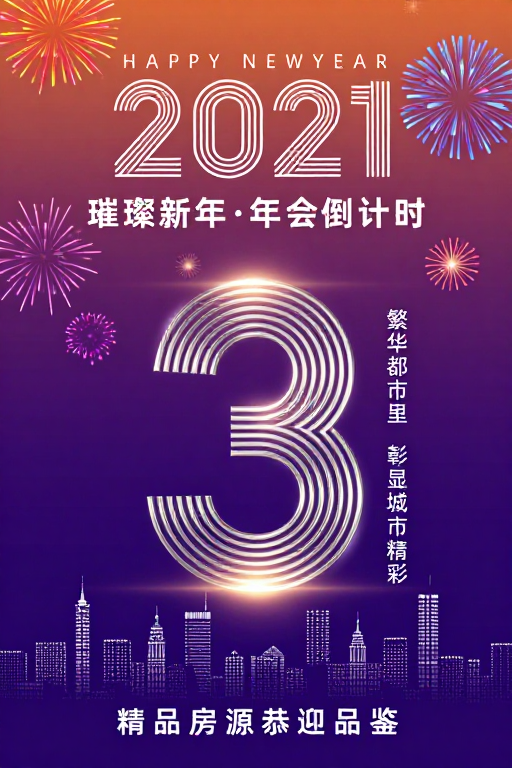 璀璨新年·现代科技感年会倒计时海报