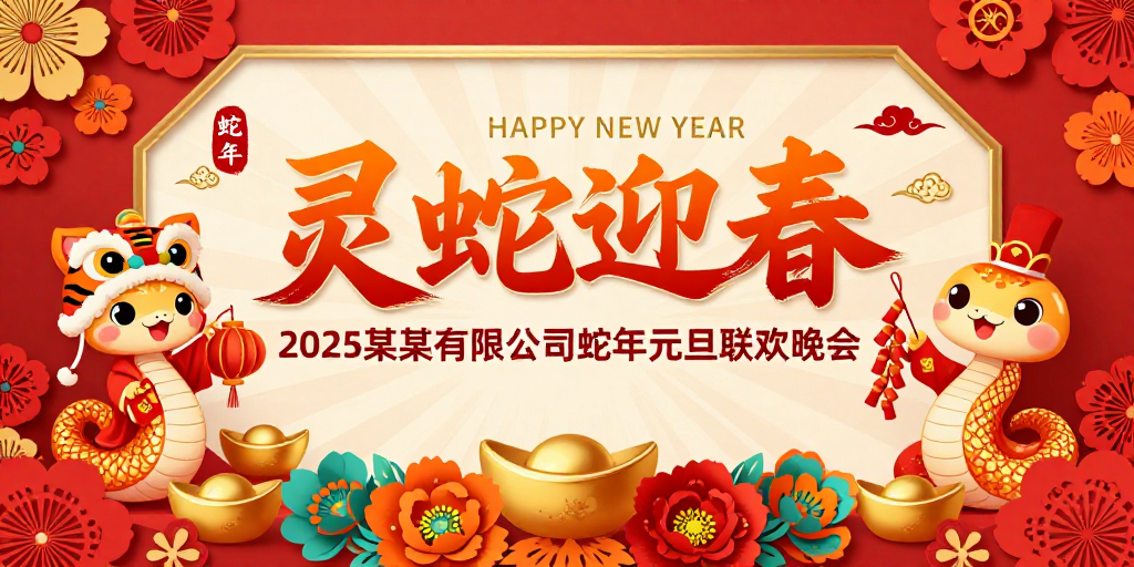 灵蛇迎春：2025蛇年元旦晚会喜庆中国风海报