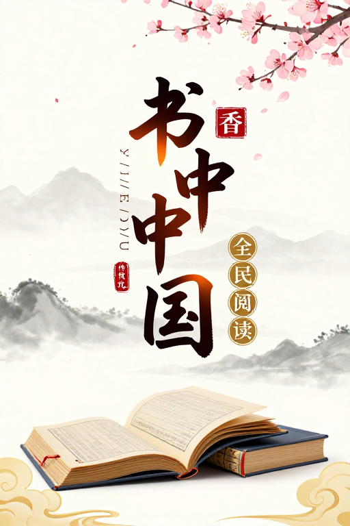 中国书香水墨风春日海报