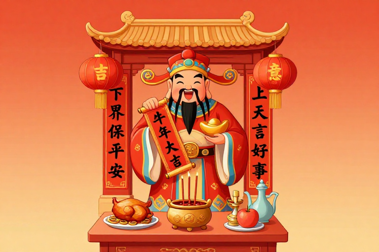 财神年画插画：牛年喜庆吉祥
