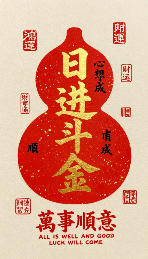 国潮书法「日进斗金」：传统吉祥纹样与财富祝福的融合