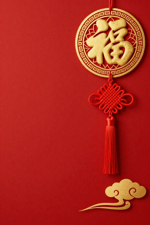 立体剪纸福字洒金纸背景