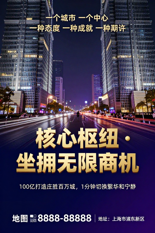 都市夜景核心枢纽 高端商业宣传海报