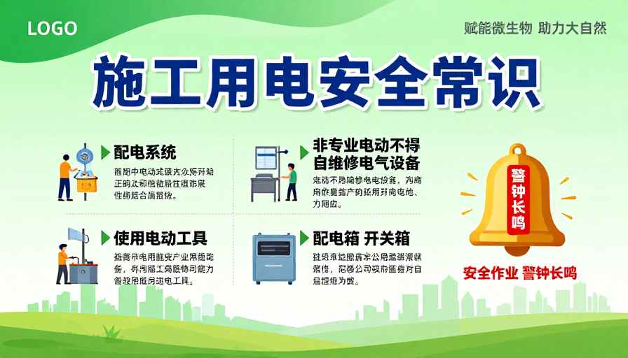 绿色生态施工用电安全常识宣传海报