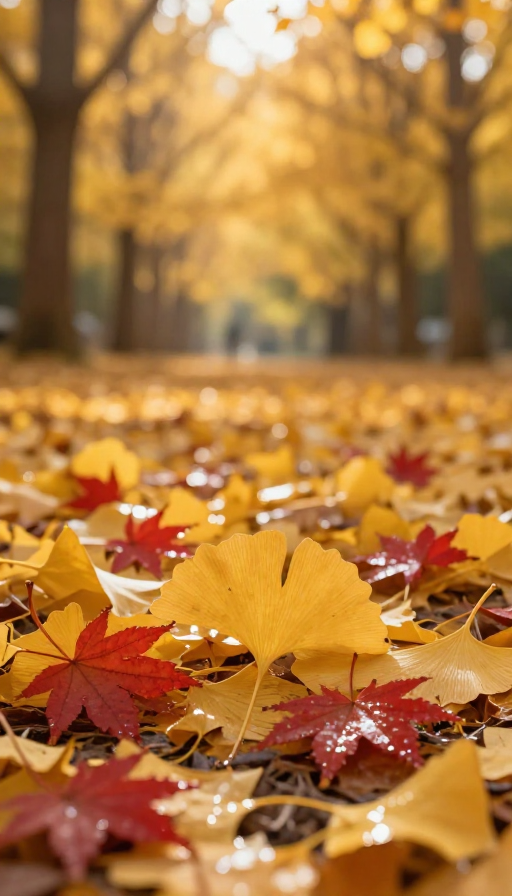 秋日金枫银杏逆光摄影：自然暖调高清画面