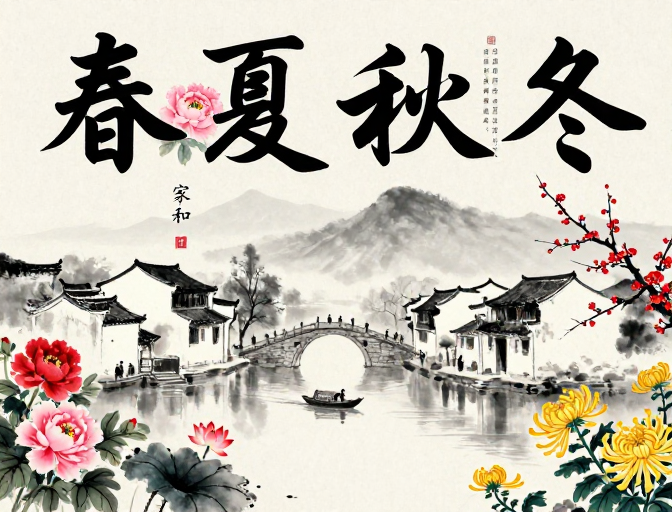 四季流转·水墨雅韵