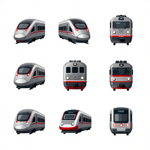 九组高铁列车矢量图标设计展示