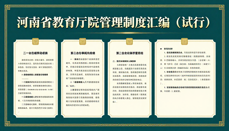 河南省教育厅管理制度汇编海报：庄重典雅的官方文书设计