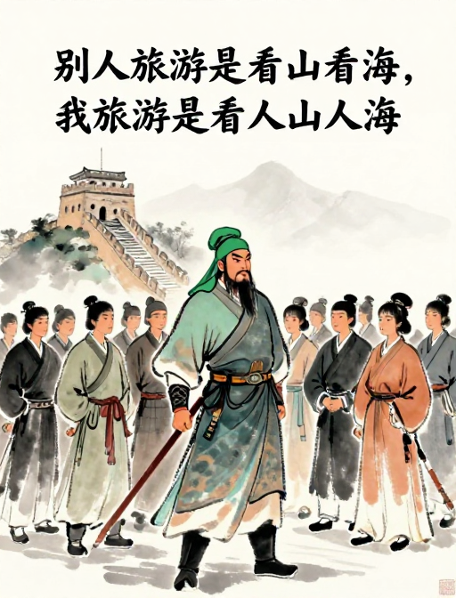 古韵新景：水墨关公游人海