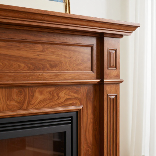 复古美式实木壁炉客厅装修实景特写