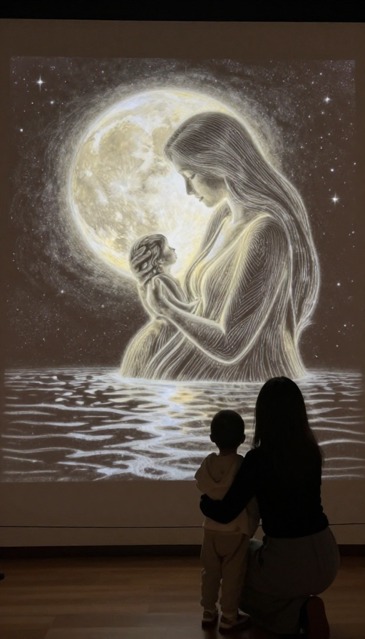 母性光辉下宇宙:细腻线条的宁静沙画艺术