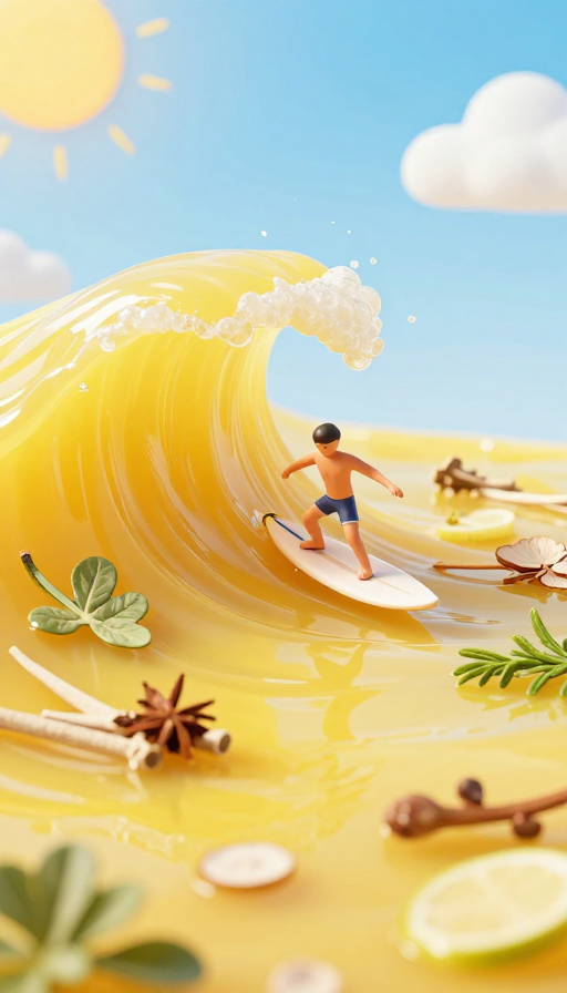 美味高汤巨浪:中草药浮游美食冲浪体验