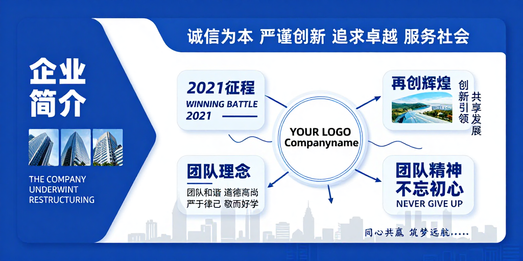 蓝色科技商务企业重构宣传海报