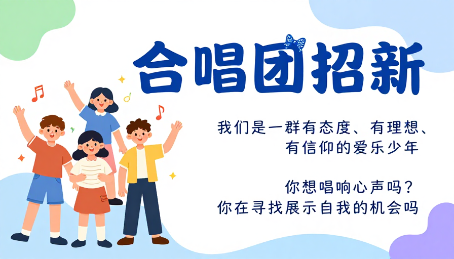 清新扁平插画:合唱团趣味招新海报设计