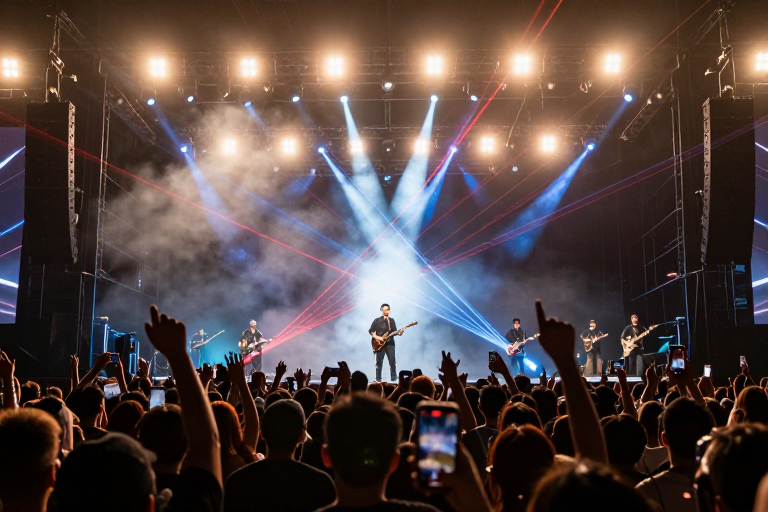 激昂现场：电吉他与激光交织的动感舞台