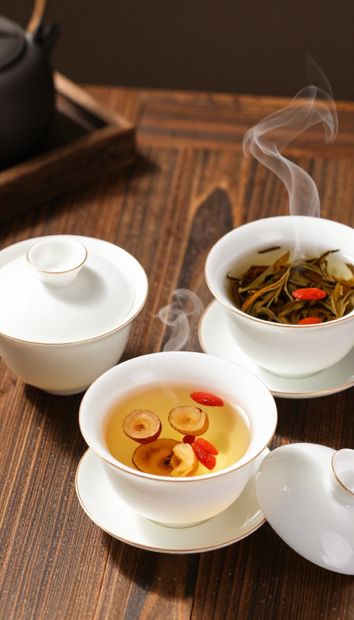 三杯盖碗茶现泡现饮,茶香四溢养生生活