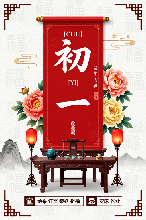 初一:古典国风新年海报设计