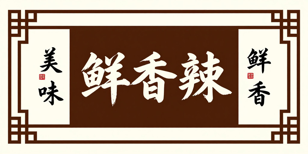 典雅中式书法海报:鲜香美味文化韵味