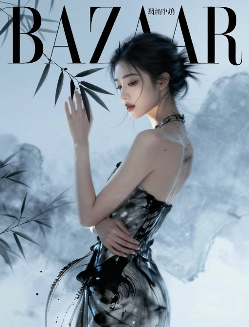 清冷竹影：新中式时尚封面美学
