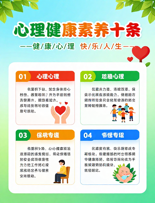 心理健康素养十条清新海报设计