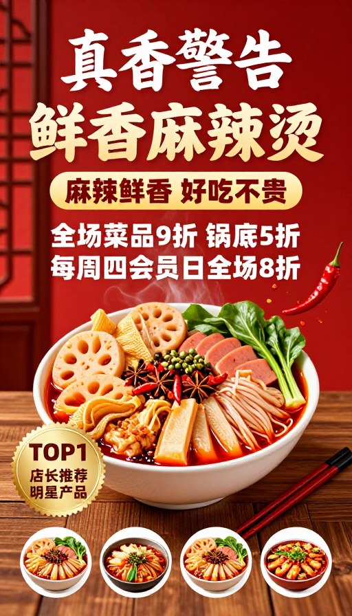 川渝麻辣美食：真香预警！全场9折，每周四会员日8折