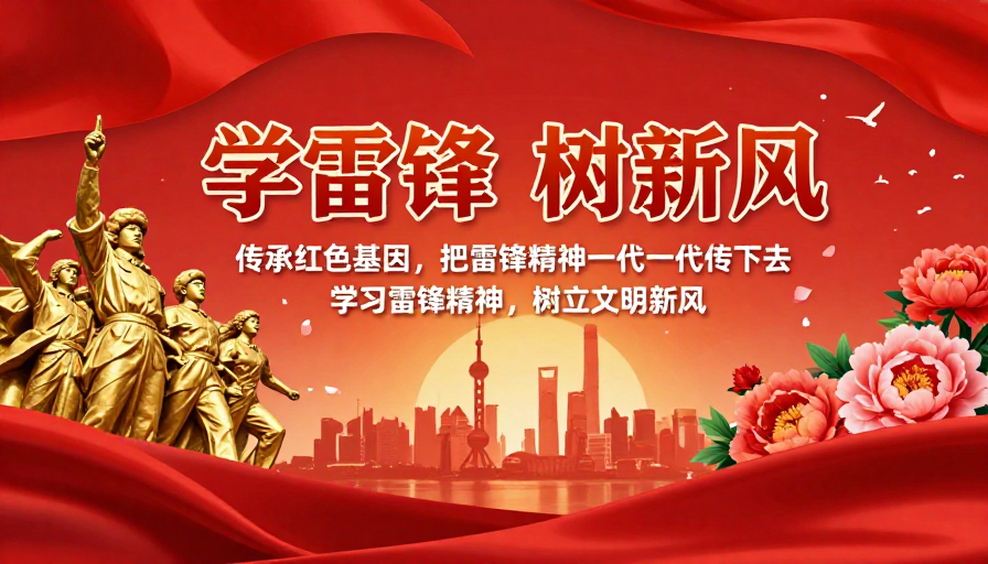 雷锋精神弘扬新时代 红色文化传承海报
