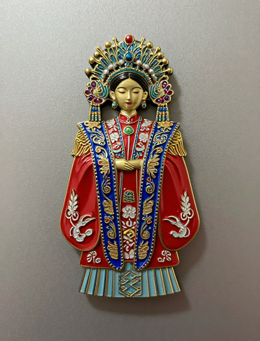 精致金属风冠霞帔冰箱贴:细腻工艺展现东方韵味