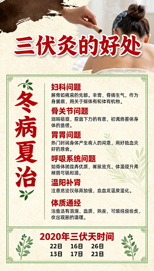 三伏灸好处：传统中医养生海报