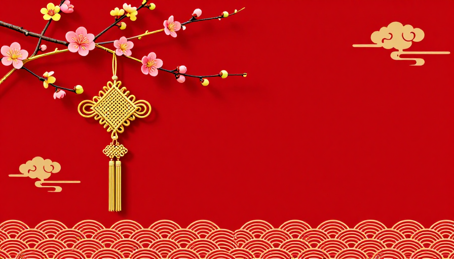 新春吉祥如意：中国风红金背景图