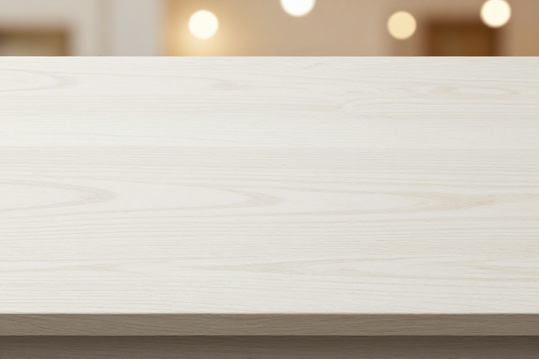 暖光木质桌面特写，自然纹理光影交织，高画质产品展示