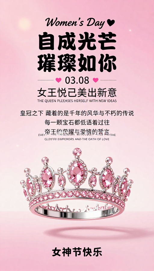 妇女节梦幻皇冠海报:璀璨如你的女王力量